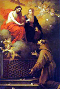 wity Franciszek przed obliczem Chrystusa i Jego Matki