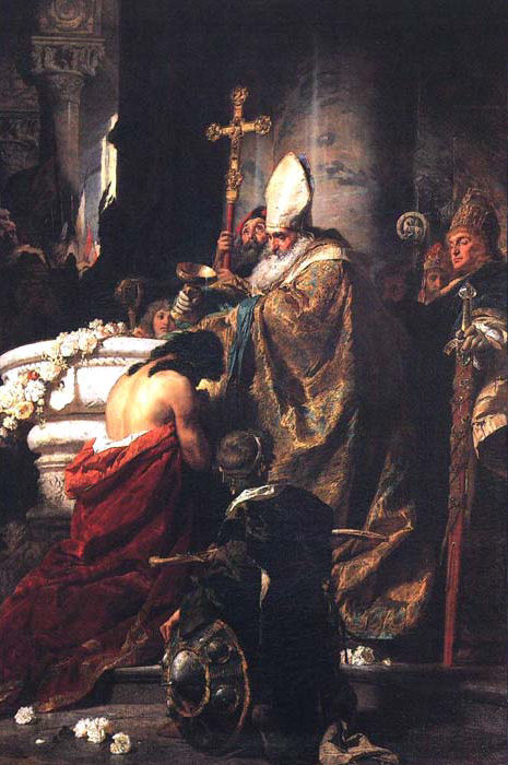 Stefan według legendy przyjmuje chrzest z rąk św. Wojciecha